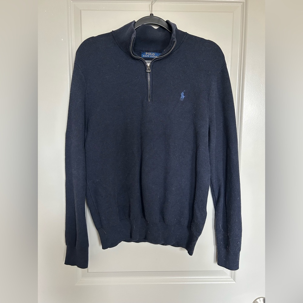Polo by Ralph Lauren Men's Navy Pima Cotton Half-Zip Sweater